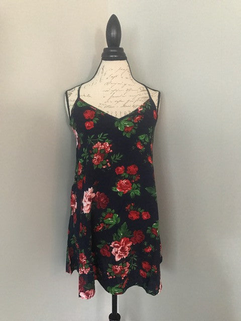 SMALL Roses Navy Swing Dress