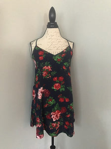 SMALL Roses Navy Swing Dress