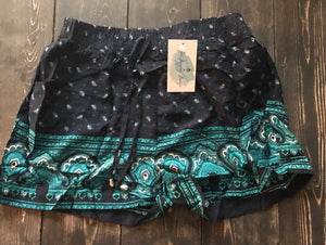 SMALL Teal Challis Drawstring Short