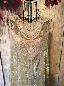 SMALL Champagne Velvet Dress