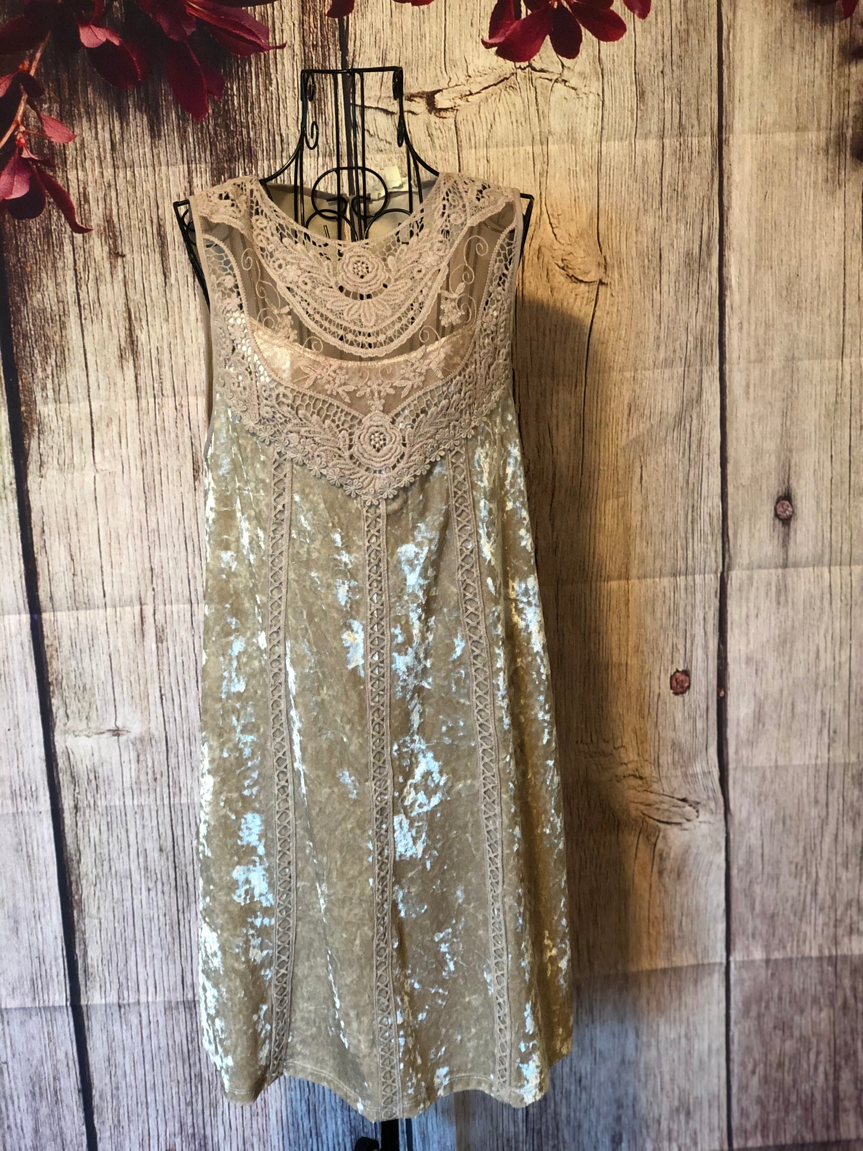 SMALL Champagne Velvet Dress