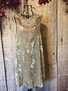 SMALL Champagne Velvet Dress