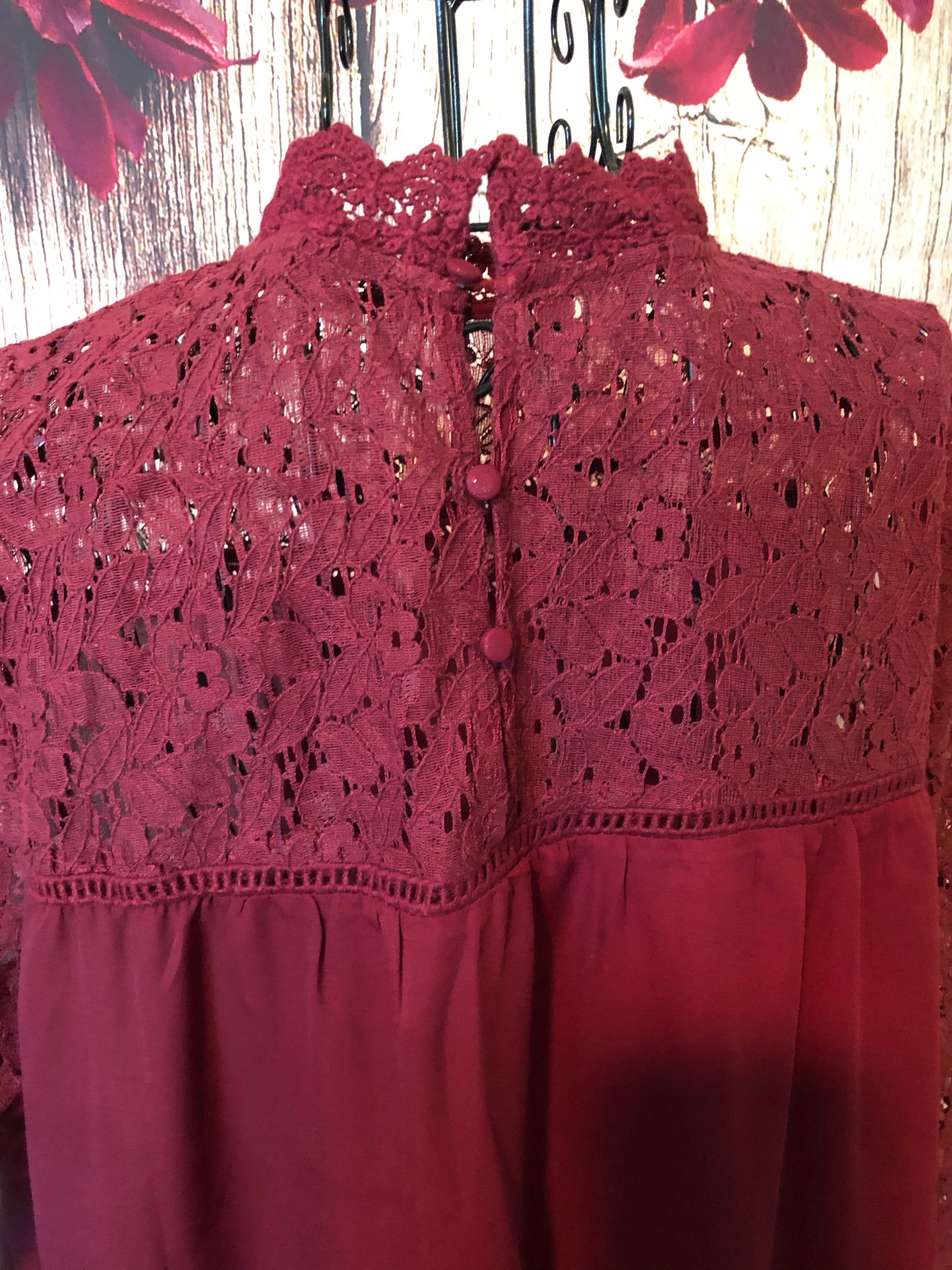 LARGE Burgundy Lace Top