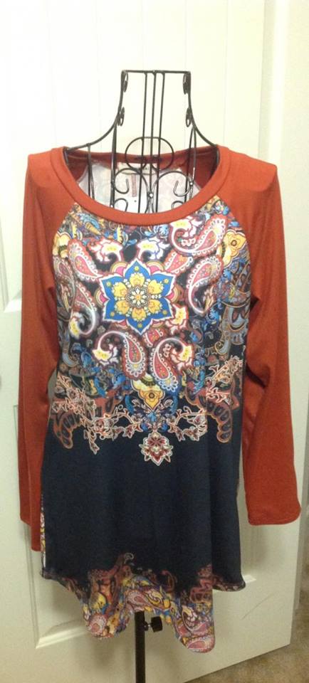 MEDIUM Orange Paisley Print