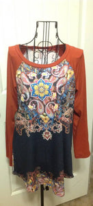 MEDIUM Orange Paisley Print
