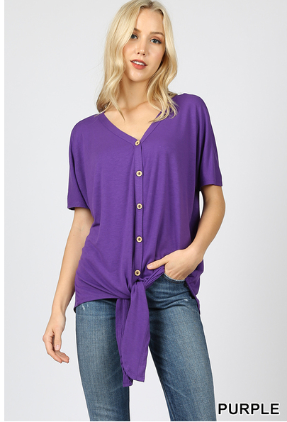 MEDIUM Button Up Knot Tee
