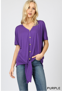 MEDIUM Button Up Knot Tee