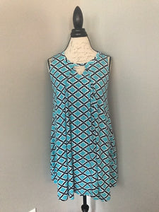 SMALL Teal & Black Flyaway Dress