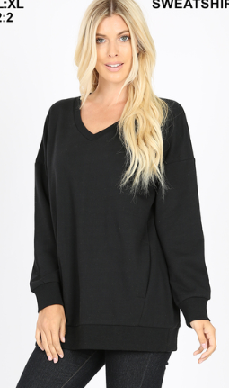 SMALL Black V Neck Sweatshirt